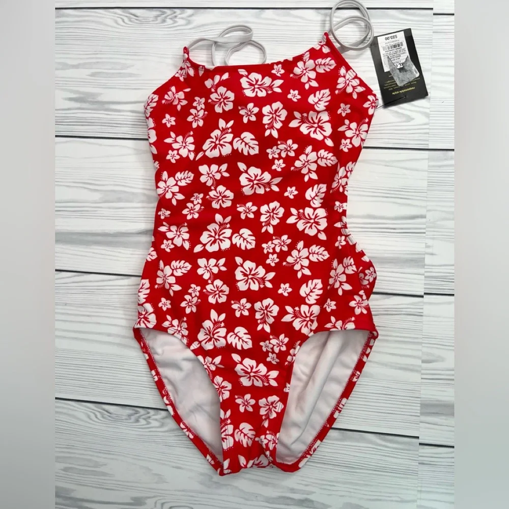 Girls' 'Hawaiian Retreat with Sarong Swimwear Set, class Red